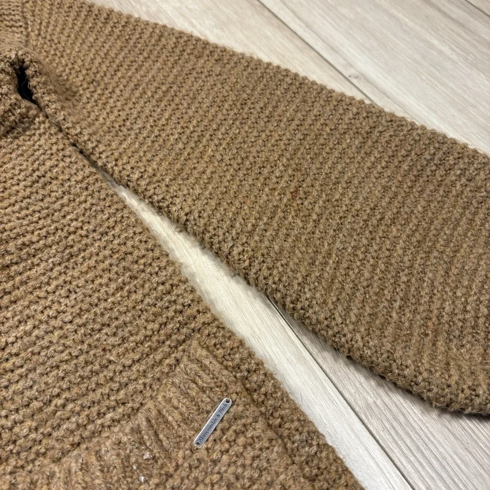 Abercrombie & Fitch Brown Chunky Knit Open Front Long Cardigan Sweater XS - Picture 5 of 8